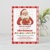 Retro Santa Pajama Christmas Party Editable Kaart (Staand voorkant)