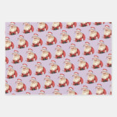 Retro Santa Pastel Paarse kerstinpakpapier Inpakpapier Vel (Voorkant)