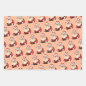 Retro Santa Pastel Roze Kerst Verpakkingspapier Inpakpapier Vel (Voorkant 3)