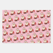 Retro Santa Pastel Roze Kerst Verpakkingspapier Inpakpapier Vel (Voorkant)