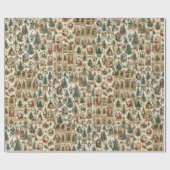 Retro Santa Pattern | Vintage Victorian Christmas Cadeaupapier (Vlak)