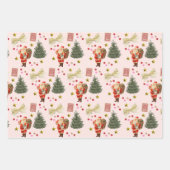 Retro Santa Pink & Sage Christmas Wrapping Sheets Inpakpapier Vel (Voorkant)