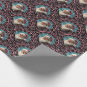Retro Santa Pinkmas Mandala Art Deco Scallop Cadeaupapier (Hoek)