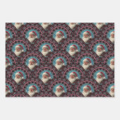 Retro Santa Pinkmas Mandala Art Deco Scallop Inpakpapier Vel (Voorkant)