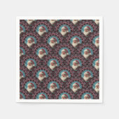 Retro Santa Pinkmas Mandala Art Deco Scallop Servet (Voorkant)