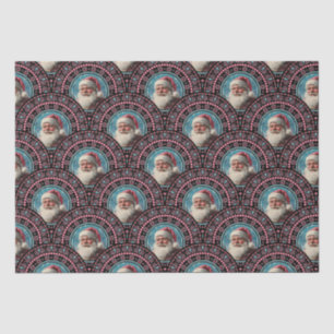 Retro Santa Pinkmas Mandala Art Deco Scallop Tissuepapier