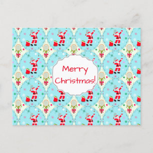 Retro Santa Plays Tennis Ogee Pattern Holiday P Feestdagenkaart