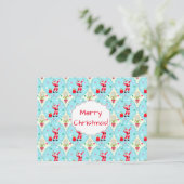 Retro Santa Plays Tennis Ogee Pattern Holiday P Feestdagenkaart (Staand voorkant)