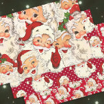 Retro Santa Red Christmas Inpakpapier Vel<br><div class="desc">Bekijk dit leuke  retro Santa design. Met drie design met de rooskleurige wang rogue! Snoepstokken,  polka stippen en feestelijk kerstplezier.</div>