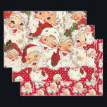 Retro Santa Red Christmas Inpakpapier Vel<br><div class="desc">Bekijk dit leuke  retro Santa design. Met drie design met de rooskleurige wang rogue! Snoepstokken,  polka stippen en feestelijk kerstplezier.</div>