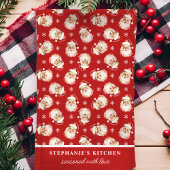 Retro Santa Red Gepersonaliseerde Naam Kerstmis Theedoek