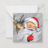retro  Santa Reindeer voeg tekst toe Notitiekaartje (Voorkant)