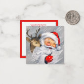 retro  Santa Reindeer voeg tekst toe Notitiekaartje (Voorkant / Achterkant in situ)