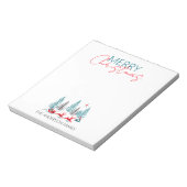 Retro Santa Reindeer Winter Forest Kerstnaam Notitieblok (Linkerzijde)