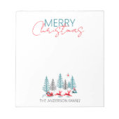 Retro Santa Reindeer Winter Forest Kerstnaam Notitieblok (Voorkant)