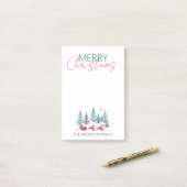 Retro Santa Reindeer Winter Forest Kerstnaam Post-it® Notes (Op bureau)