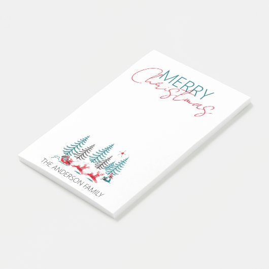 Retro Santa Reindeer Winter Forest Kerstnaam Post-it® Notes (Schuin)