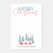 Retro Santa Reindeer Winter Forest Kerstnaam Post-it® Notes (Voorkant)