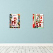 retro Santa rendier Kerstmis Muurkunst Sets (Houten vloer)