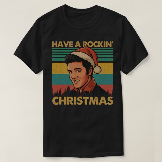Retro Santa Rockin Christmas Portrait Shirt (Design voorkant)