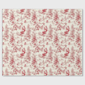 Retro Santa  Rode Kerstboom Toile Wrap Cadeaupapier (Vlak)