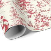 Retro Santa  Rode Kerstboom Toile Wrap Cadeaupapier (Rol Hoek)