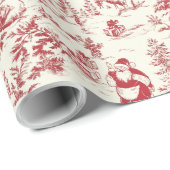 Retro Santa  Rode Kerstboom Toile Wrap Cadeaupapier (Rol Hoek)