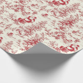 Retro Santa  Rode Kerstboom Toile Wrap Cadeaupapier (Hoek)