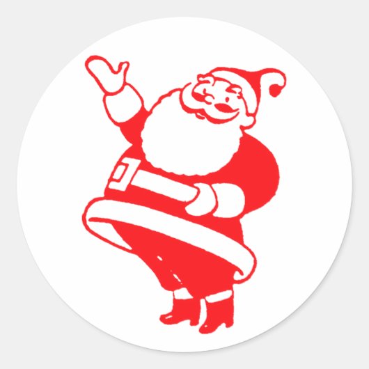 Retro Santa Ronde Sticker (Voorkant)