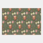 Retro Santa Rood & Groen Kerst Wrapping Sheets Inpakpapier Vel (Voorkant)