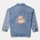 Retro Santa Roze Kerstmis Geloof Denim Jas Jacket (Achterkant)