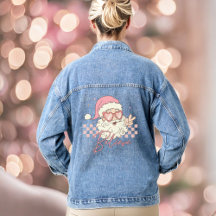 Retro Santa Roze Kerstmis Geloof Denim Jas