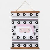 Retro Santa Roze Kinder Kerst Hangend Wandkleed (Voorkant)