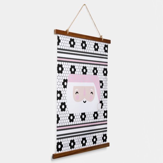 Retro Santa Roze Kinder Kerst Hangend Wandkleed (Gebogen)