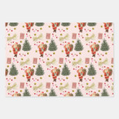 Retro Santa Roze Rood & Groen Kerst Wrap Inpakpapier Vel (Voorkant)