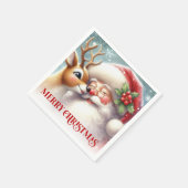 Retro Santa Rudolph Xmas Party Table Napkins Servet (Hoek)