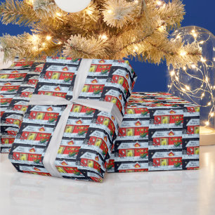retro Santa scene Holiday Cadeaupapier
