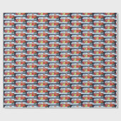 retro Santa scene Holiday Cadeaupapier (Vlak)