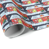 retro Santa scene Holiday Cadeaupapier (Rol Hoek)