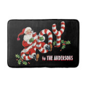Retro Santa Sending Joy Kerstmis op maat Badmat (Voorkant)
