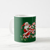Retro Santa Sending Joy Kerstmis op maat Koffiemok (Voorkant links)
