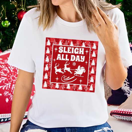 Retro Santa Sleigh De hele dag Kerstmis T-shirt