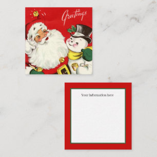 retro  Santa sneeuwman voegt informatie toe Vierkante Visitekaartje