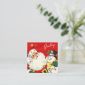 retro Santa sneeuwman voegt informatie toe Vierkante Visitekaartje (Staand voorkant)