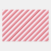 Retro Santa, Sneeuwvlokken & Strepen op Roze Inpakpapier Vel (Voorkant 3)