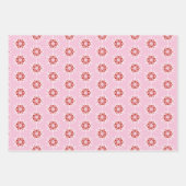 Retro Santa, Sneeuwvlokken & Strepen op Roze Inpakpapier Vel (Voorkant 2)