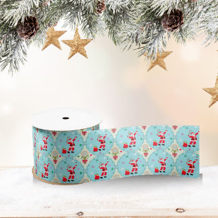 Retro Santa Speling Tennis Ogee Patroon Satijnen Lint