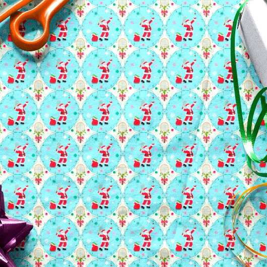 Retro Santa Speling Tennis Ogee Patroon Tissuepapier