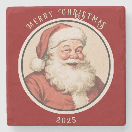  Retro Santa Stenen Onderzetter (Voorkant)