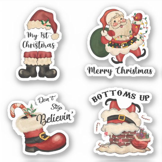 Retro Santa Sticker Set (Voorkant)